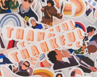 AESTHETIC THANKFUL STICKER - Peachy Boho Thankful Sticker - Bible Sticker - Vinyl Waterproof Sticker