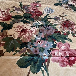 Burgundy, green and blue floral bouquet fabric by P. Kaufmann