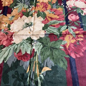 Burgundy, green and blue floral fabric by P. Kaufmann