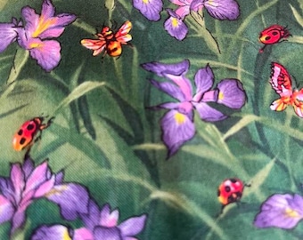 Lady bugs, butterflies, honey bees and orchid fabric