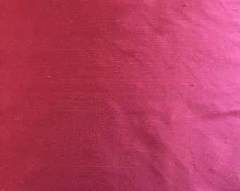 Red/burgundy raw silk fabric