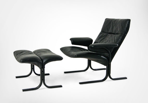 DS 2030 De Sede Black Leather Armchair and Footstool Etsy