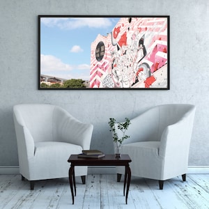 Lisbon Graffiti Art Mural in Pink - Wall Art Print