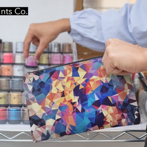 Geometric Print Makeup Bag - Multi-coloured Print Travel Bag, Large Organization Pouch, Birthday Gift Ideas, Gift Ideas for Her