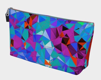 Bolsa de maquillaje de lona con estampado geométrico: bolsa organizadora de viaje grande