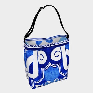 Messenger Tote Bag - European Azulejo Bag Collection - Boho Chic Blue Bag
