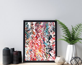 Abstract Digital Wall Painting - Spring Paint-brush Style Poster - Instant Download Wall Art