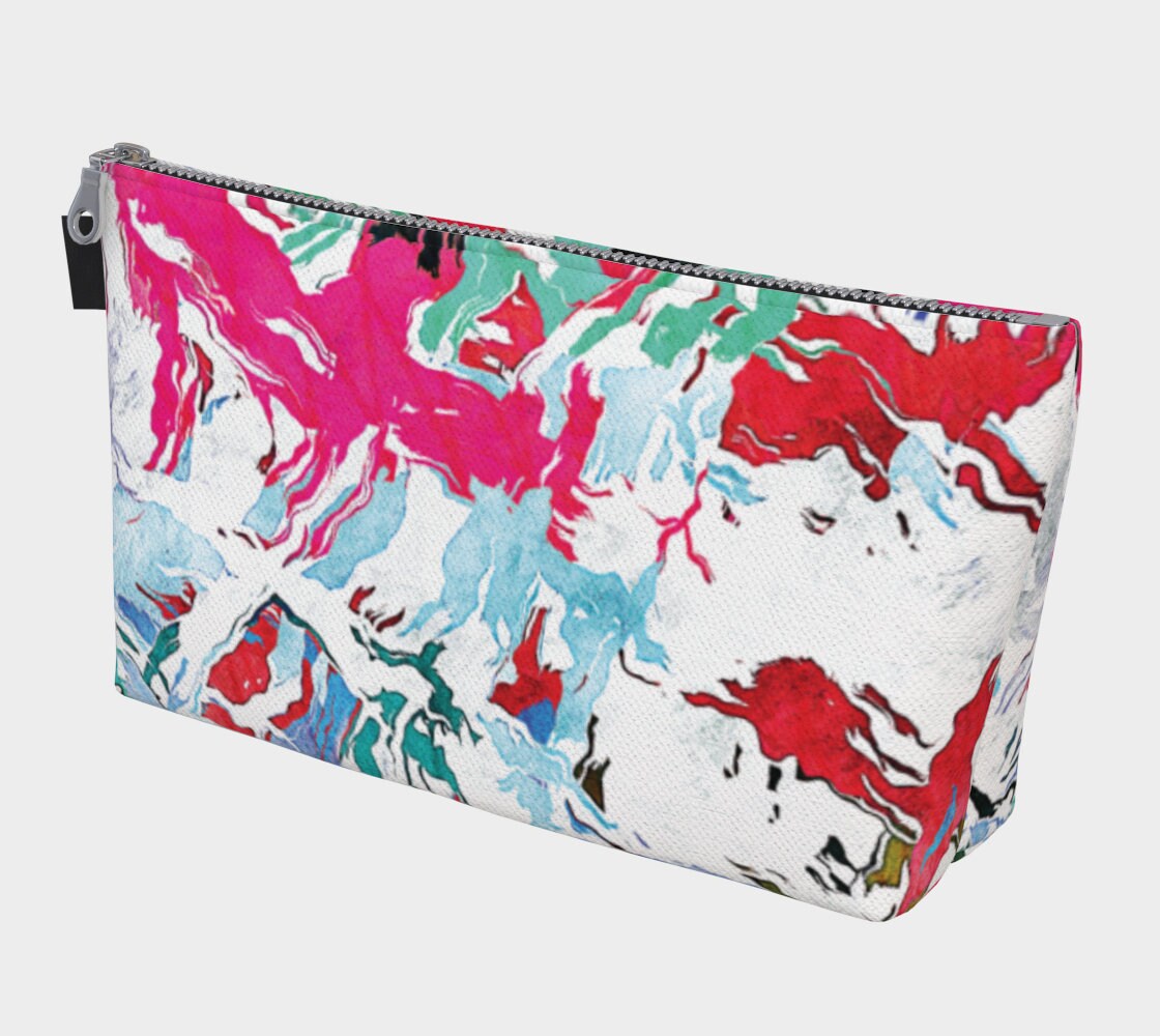 Printed Travel Bag, Paint-Brush Style Bag, Eclectic Spring Splash Colors, Large Organization Pouch, Gift Ideas for Artists