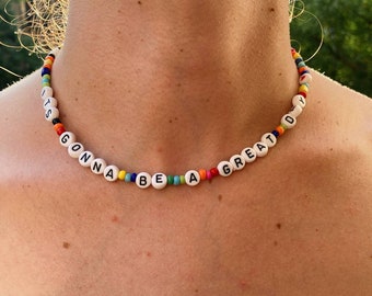 Personalised Necklace Chocker with alphabet letter beads. Choose your favorite word or phase to make your necklace unique