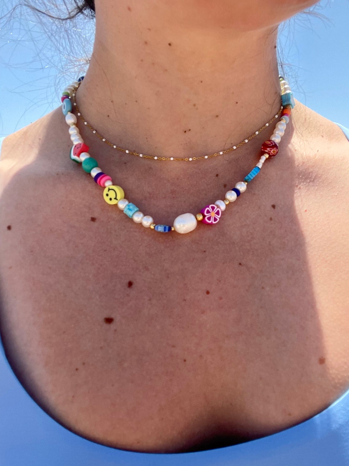 Fun random necklace funky necklaces 90s beaded colorful Etsy