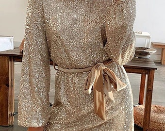 gold glitter party dress