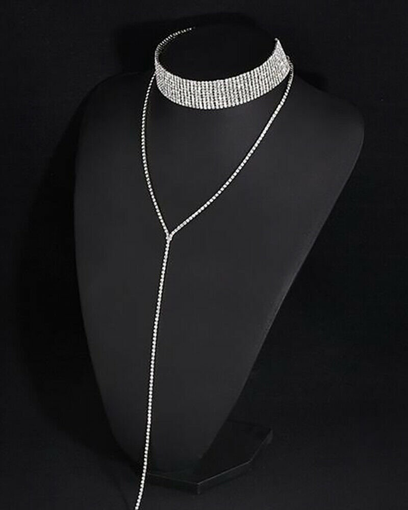 Wide Rhinestone Pendant Choker Necklace Necklace Etsy UK