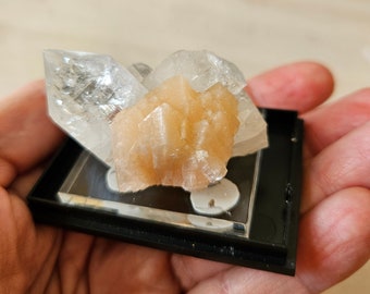 Apophyllite Stilbite, Silbite Crystal, Desim Crystal on Apophyllite Step, 48 x 34 x 36 mm, 43.35 grams Apophyllite Stilbite