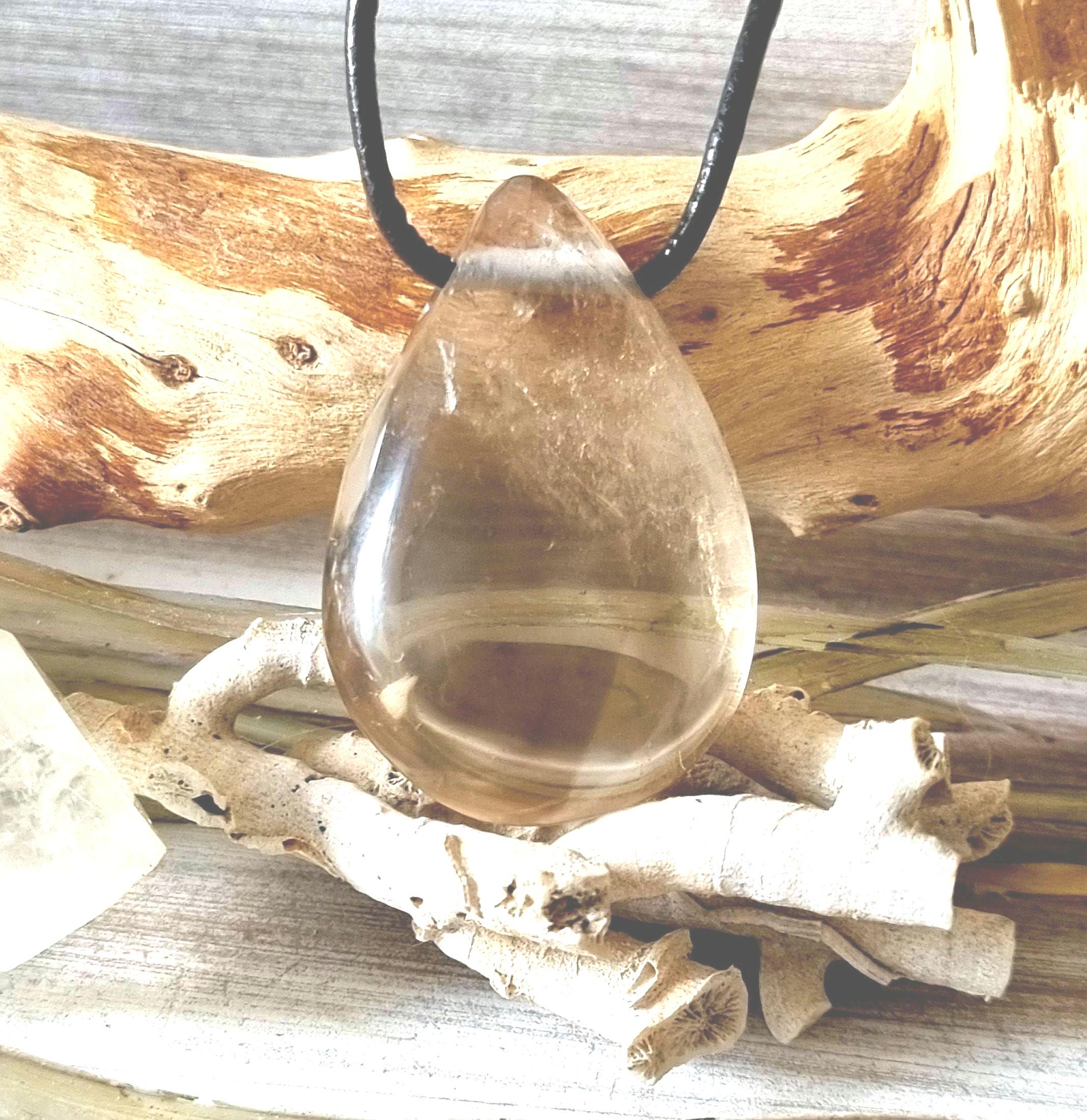 Pendentif Argent 925 - Quartz fumé pierre roulée - France