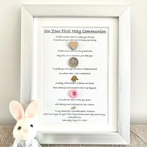 Regalo personalizado para la Primera Comunión de Niña, Lámina con Poema Enmarcada de Recuerdo