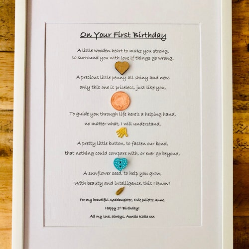 Babys First Birthday Gift Personalised Gift Framed Etsy