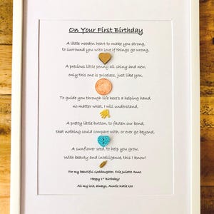 Personalised First Birthday Gift, Nursery Décor, Wall Art, Framed keepsake, Girls, Boys 1st Birthday