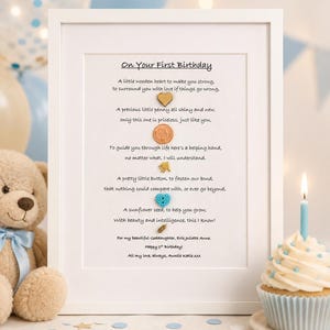 Personalised 1st Birthday Gift, Nursery Décor, Wall Art, Framed keepsake, Girls, Boys First Birthday