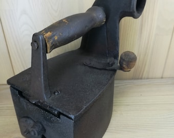 Cast Iron Charcoal Cast Iron Primitive Flat Iron Sad Iron Antique Iron With Lid Coal Iron French Iron Laundry Room Decor