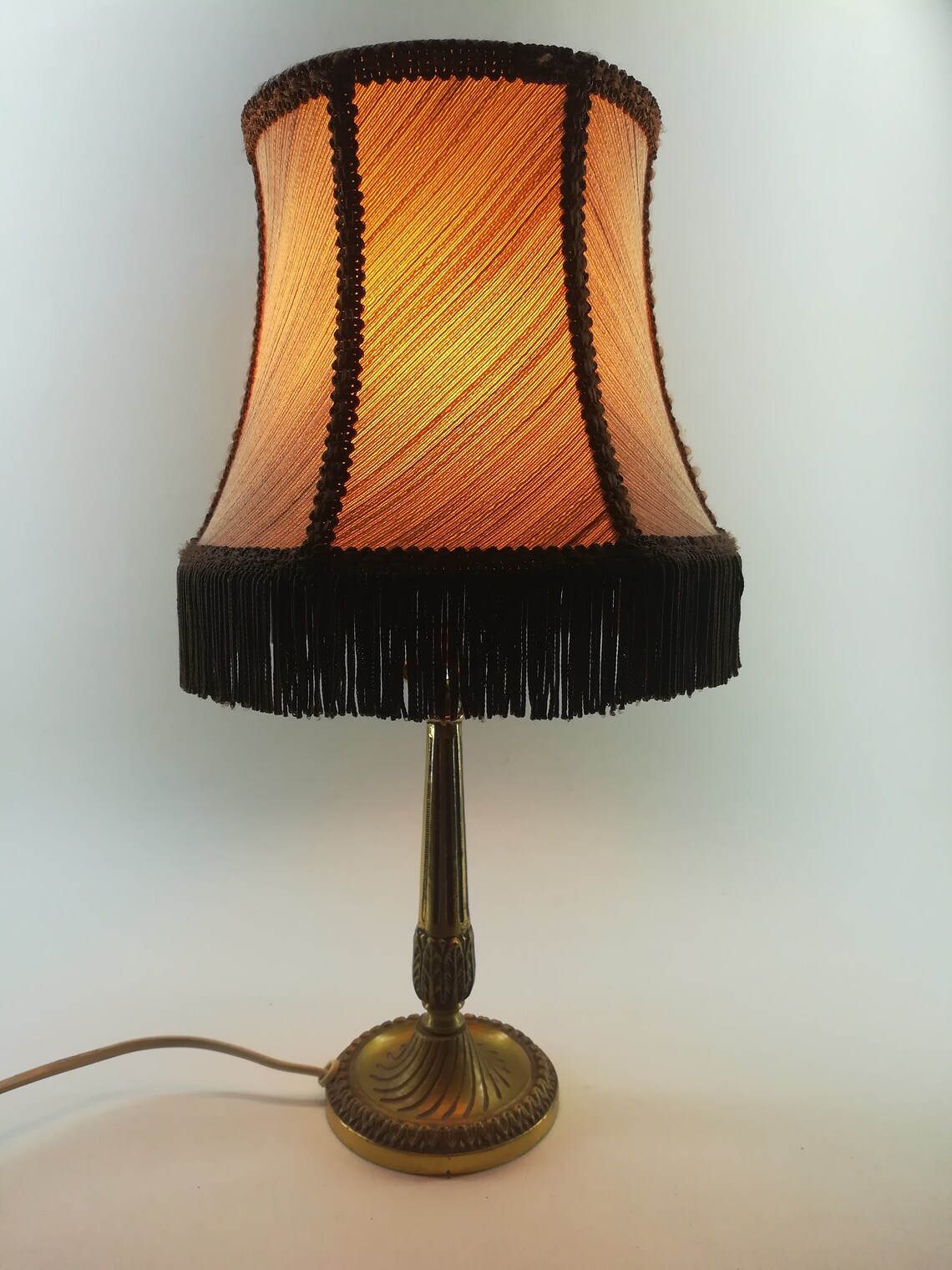 Night Table Lamp, Vintage Brass Night Light, foto 2 di 5