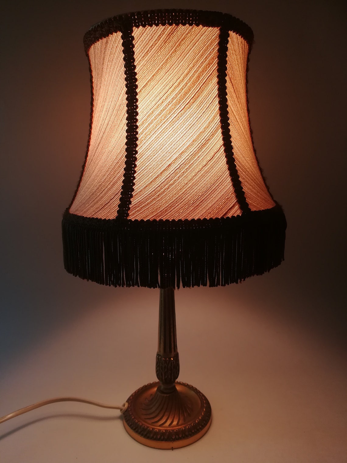 Night Table Lamp, Vintage Brass Night Light, foto 3 di 5