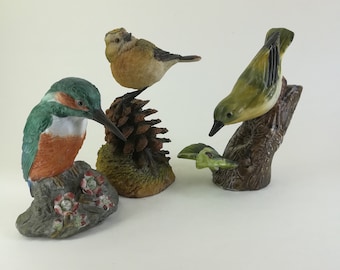 Hand Crafted Painted Bird Sculpture, Birds Figurines Set