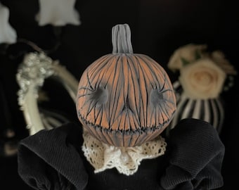 Pumpkin Art Doll, Victorian Halloween Decor (16 inch)