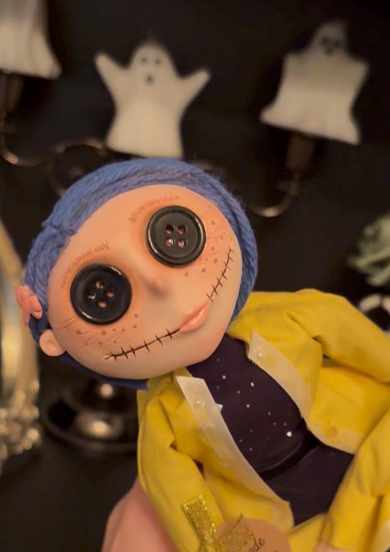 Handmade Coraline Art Doll, Creepy Collectible, Fan Art Bild 7