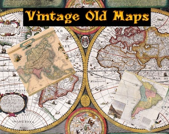 Vintage Old Maps Digital Papers Collection