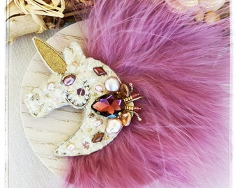 Broche licorne faite main, accessoires de mode, épingles licorne, bijoux faits main, épingles animaux, perles naturelles, pierres naturelles, bijoux en perles