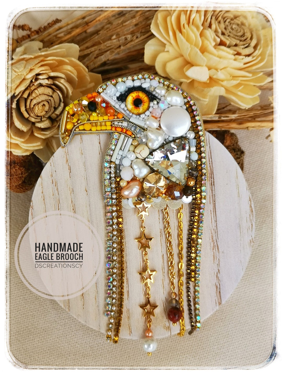 MIXIA Eagle Rhinestone Brooch Pin - Fashion Animal Jewelry For Women & Men, Alloy & Crystal, Gold/Silver - View #3
