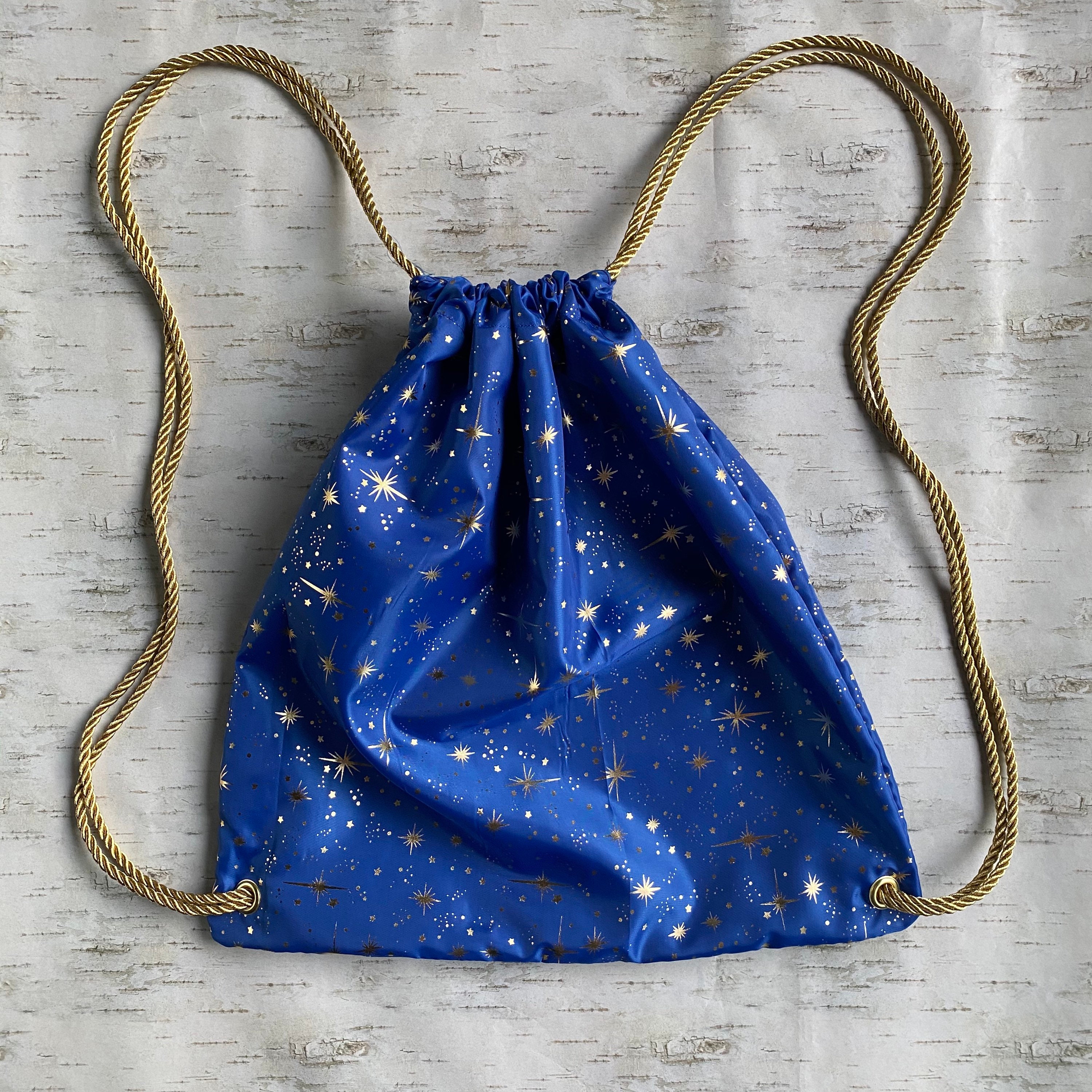 Gold Star Drawstring Backpack Bag Susceptible to Charm - Etsy