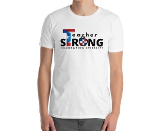TEACHER Strong with Puerto Rican & Dominican Flags Celebrating Diversity - Short-Sleeve Unisex T-Shirt
