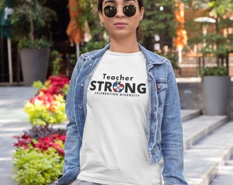 TEACHER Strong with Dominican Flag Unisex T-shirt Celebrating Diversity PERSONALIZED With YourFLAG