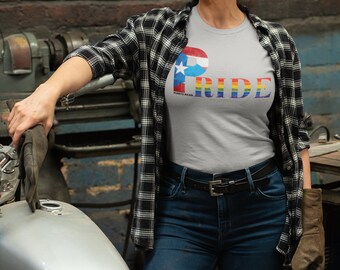 LGBTQIA PRIDE Unisex T-shirt with Puerto Rican Flag Pride Month Gay Pride Rainbow Flag