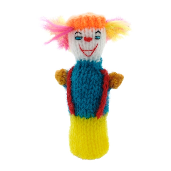 Circus clown finger puppet puppet theatre for playing and learning from wool knits for children and babies
