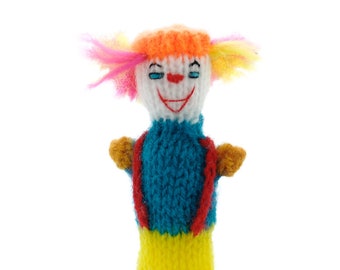 Circus clown finger puppet puppet theatre for playing and learning from wool knits for children and babies