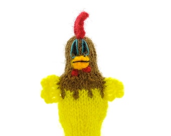 Chicken, finger puppet puppet theatre for playing and learning from wool knits for children and babies