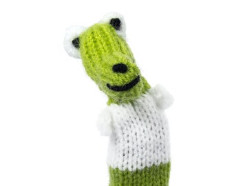 Dinosaur finger puppet for playing and learning woolen knitting for children and