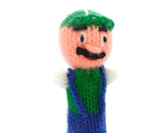 Finger puppet for playing and learning made of wool knitting for children and babies