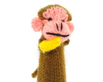 Monkey finger puppet puppet theater for playing and learning from wool knitting for children and babies