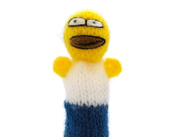 Finger puppet theatre for playing and learning wool knitting for children and babies