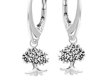 Brisur earrings earrings earrings with tree of life in sterling silver 925 for women and girls L= 28.0 mm