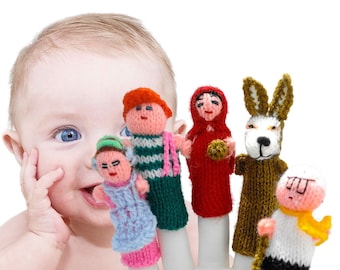 Stories Finger puppet puppet theatre for playing and learning from wool knitting for children and babies