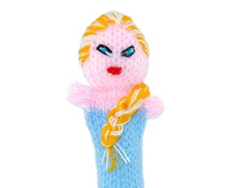 Queen of Arendelle finger puppet puppet theatre for playing and learning from wool knits for children and babies