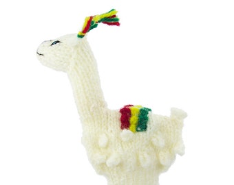 Llama finger puppet puppet theater for playing and learning from wool knitting for children and babies