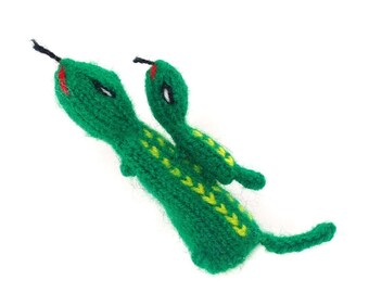 Salamander  mit baby Fingerpuppe Puppentheater zum Spielen und Lernen aus Wollstricken für Kinder und Babys