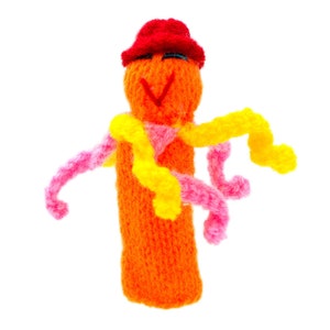 Octopus, finger puppet for playing and learning from wool knitting for children and babies