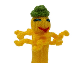 Octopus finger puppet for playing and learning from wool knits for children and babies