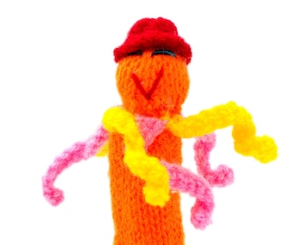 Octopus, finger puppet for playing and learning from wool knitting for children and babies